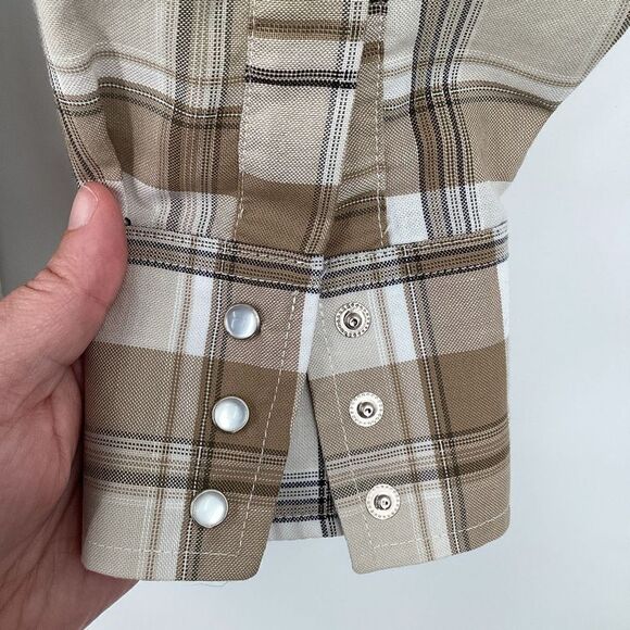 Mens Ely Cattleman wrinkle resistant Long‎ Sleeved Pearl Snap Western Shirt M - Picture 4 of 7